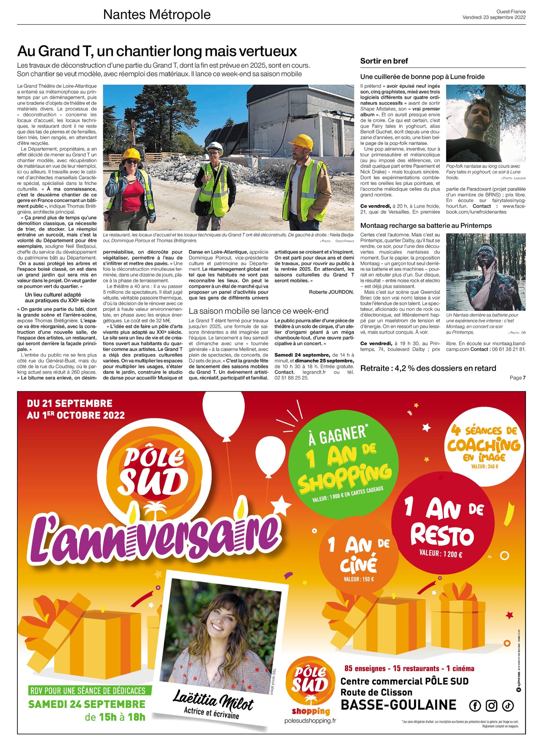 OUEST FRANCE_23.09.22_Au Grand T, un chantier long mais vertueux