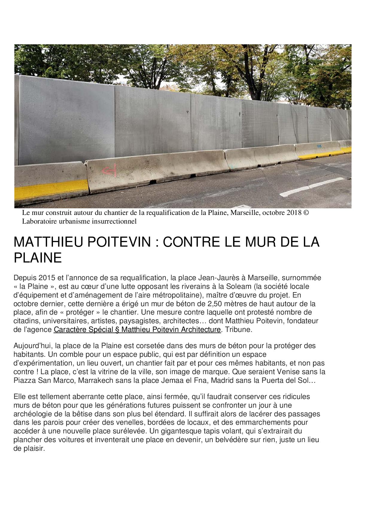 Contre le mur de la plaine