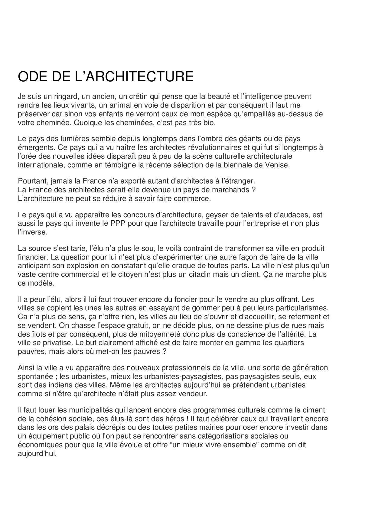 Ode de l’architecture