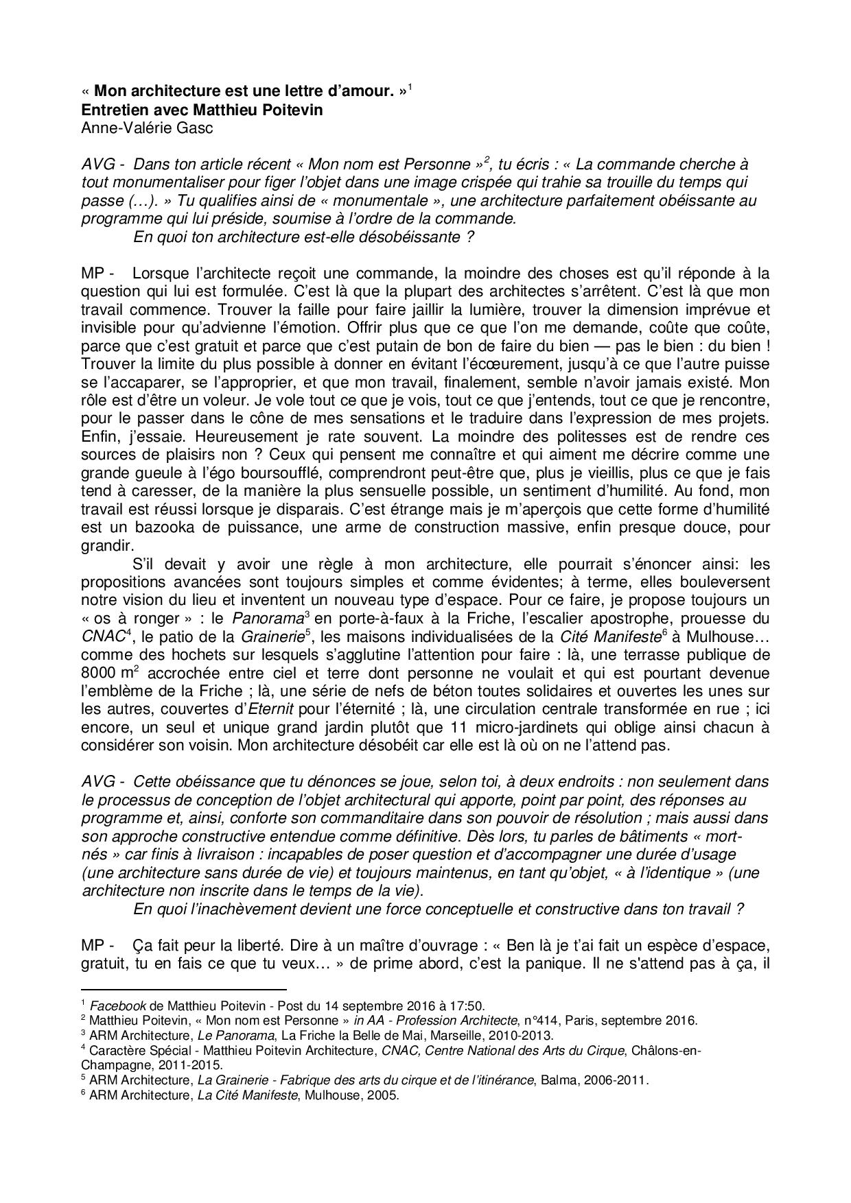 Mon architecture est une lettre d’amour