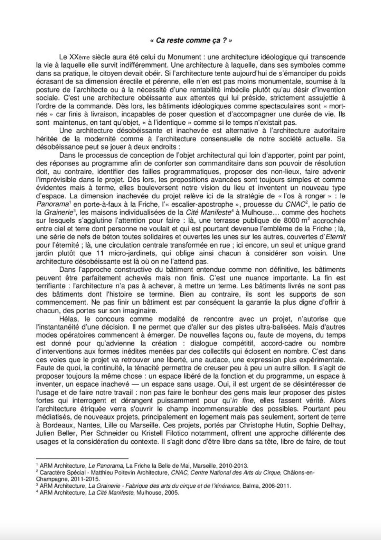 Ça reste comme ça ?