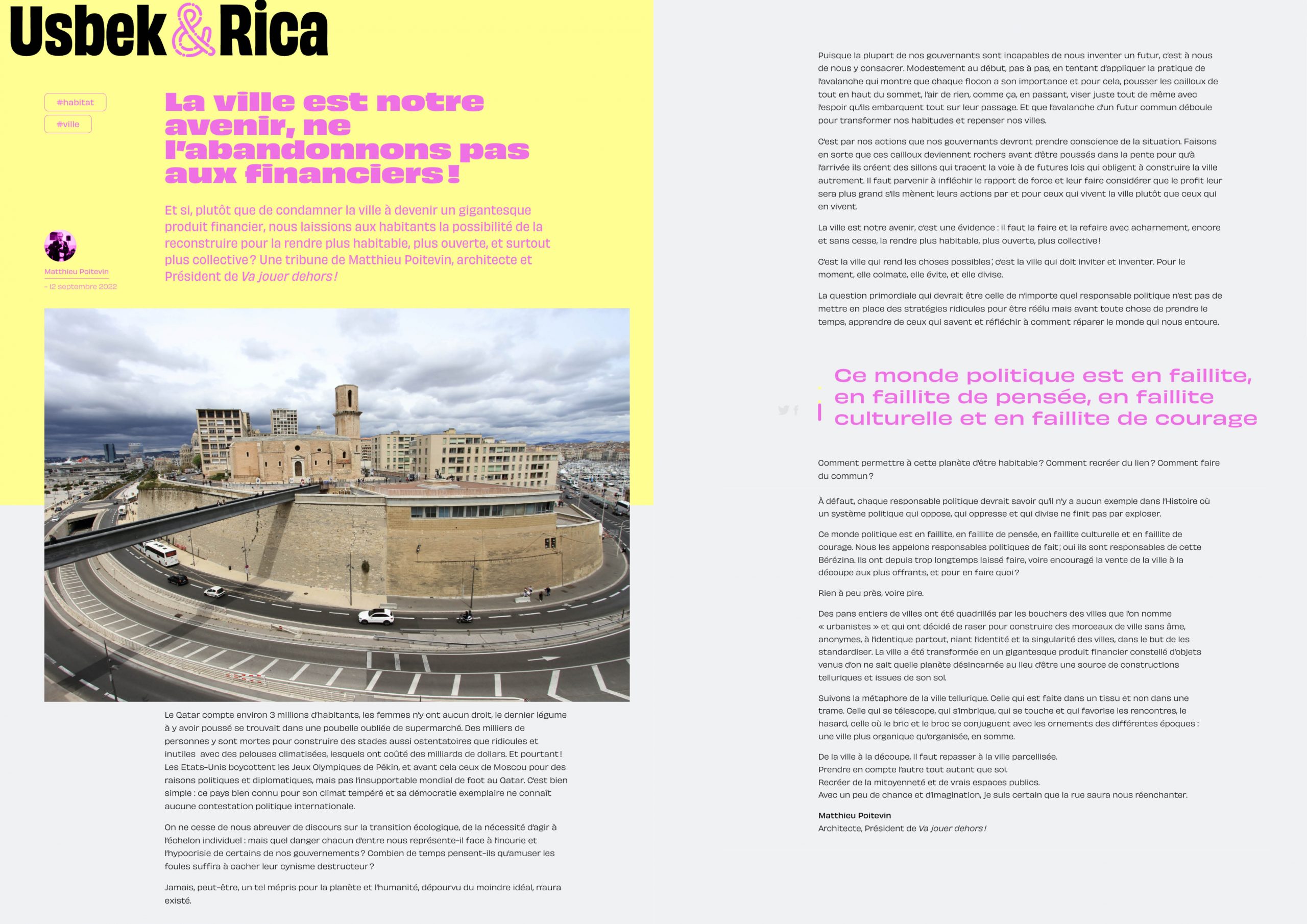 La ville est notre avenir, ne l’abandonnons pas aux financiers !