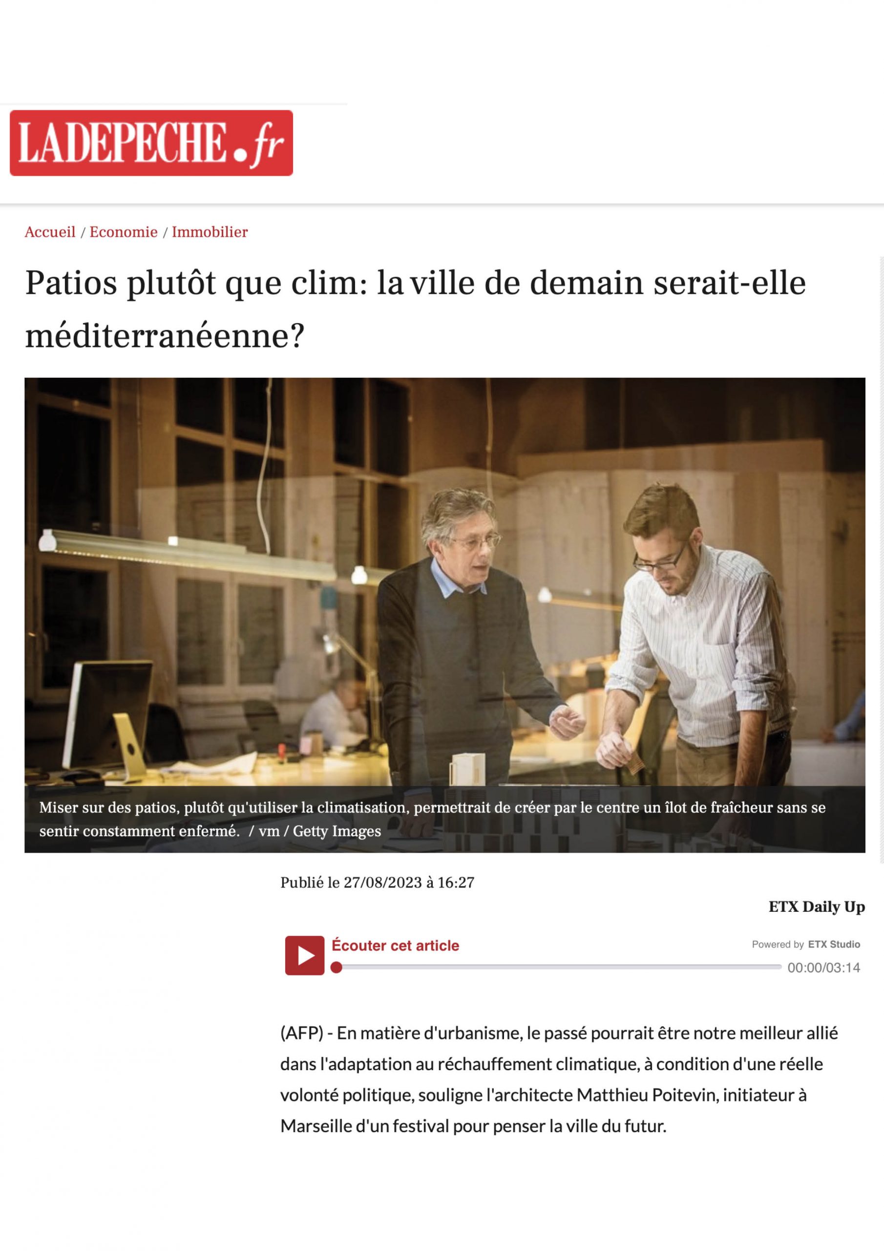 LA DEPECHE_27.08.23_Patios plutôt que clim: la ville de demain serait-elle méditerranéenne?