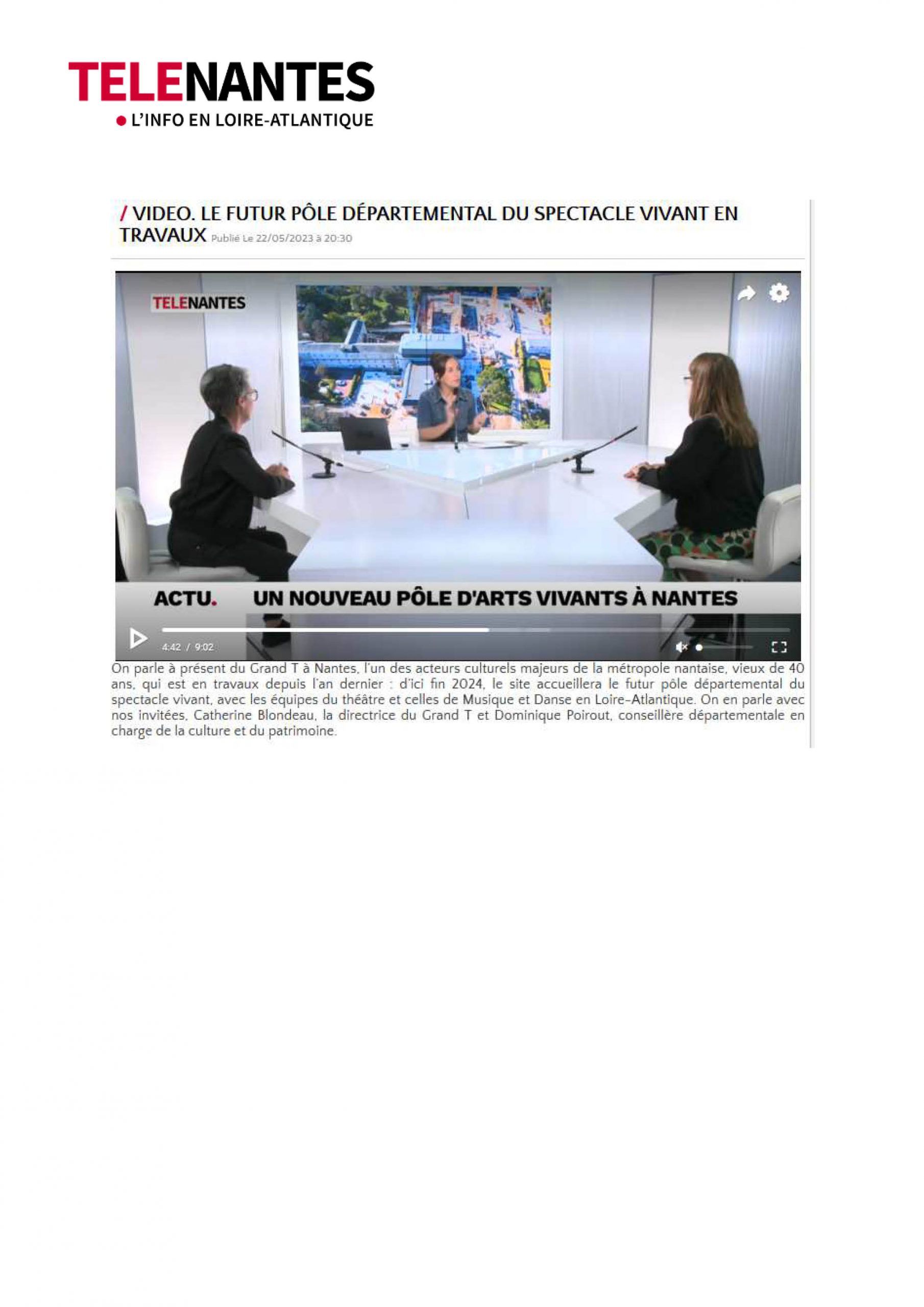 TELE NANTES_22.05.23_le futur pôle départemental du spectacle vivant en travaux