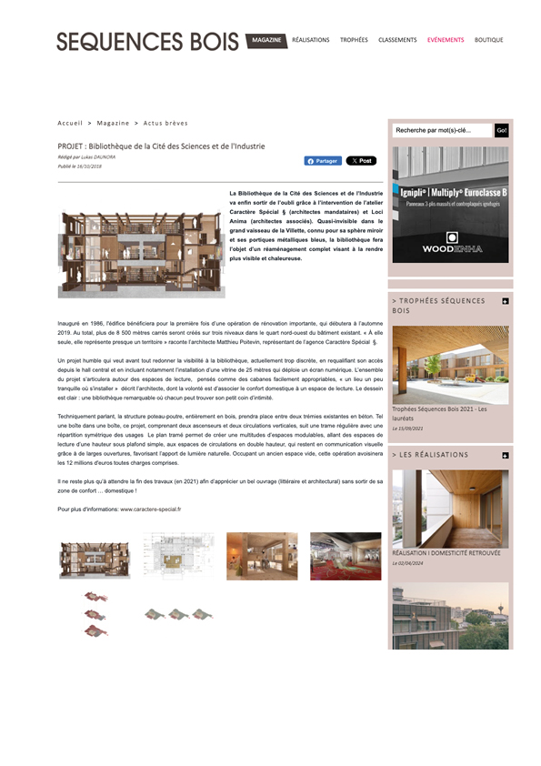SEQUENCE BOIS_16.10.18_Projet : Bibliothèque de la Cité des Sciences et de l’Industrie