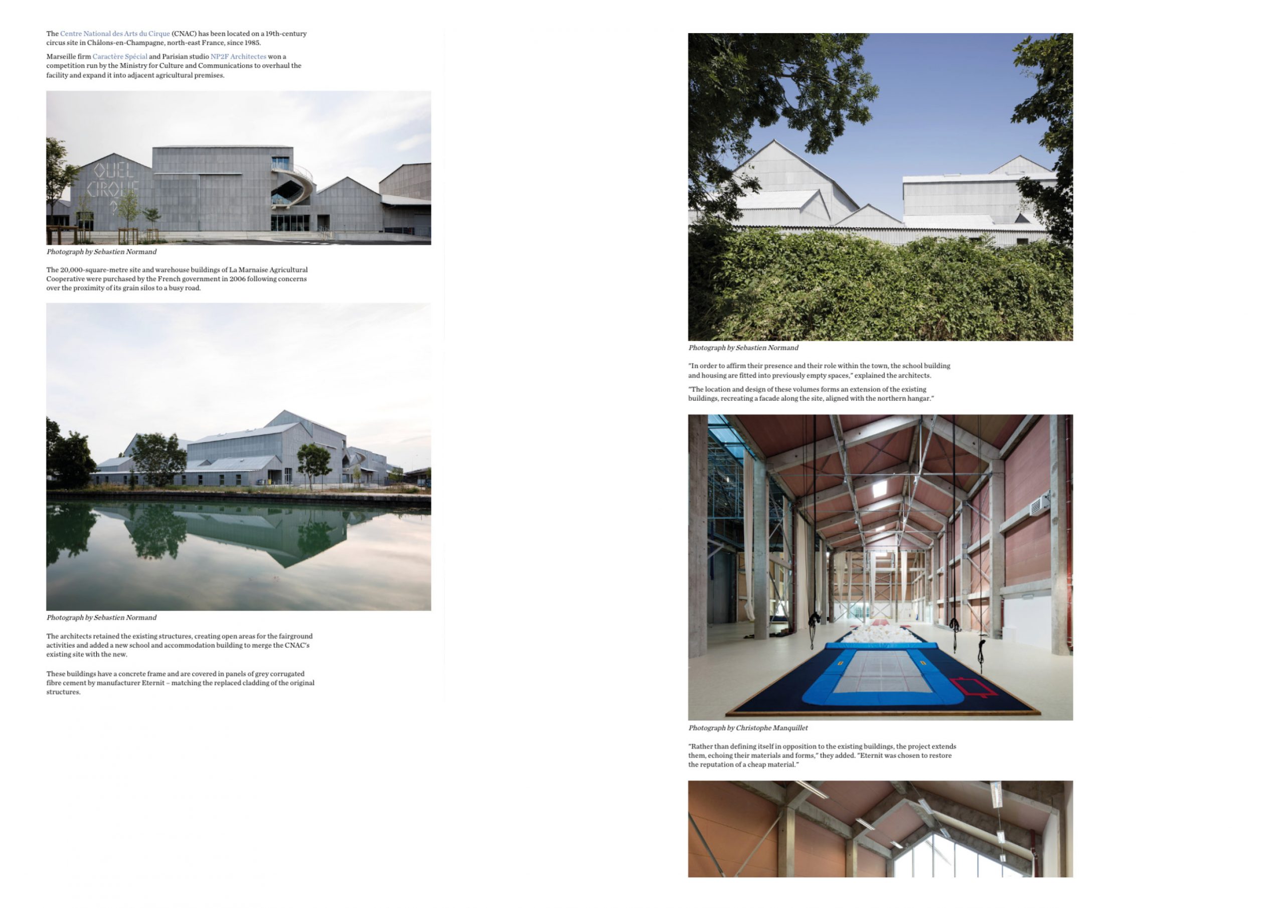 DEZEEN_26.10.15_Curving concrete  staircase protrudes from warehouse-like circus school in France