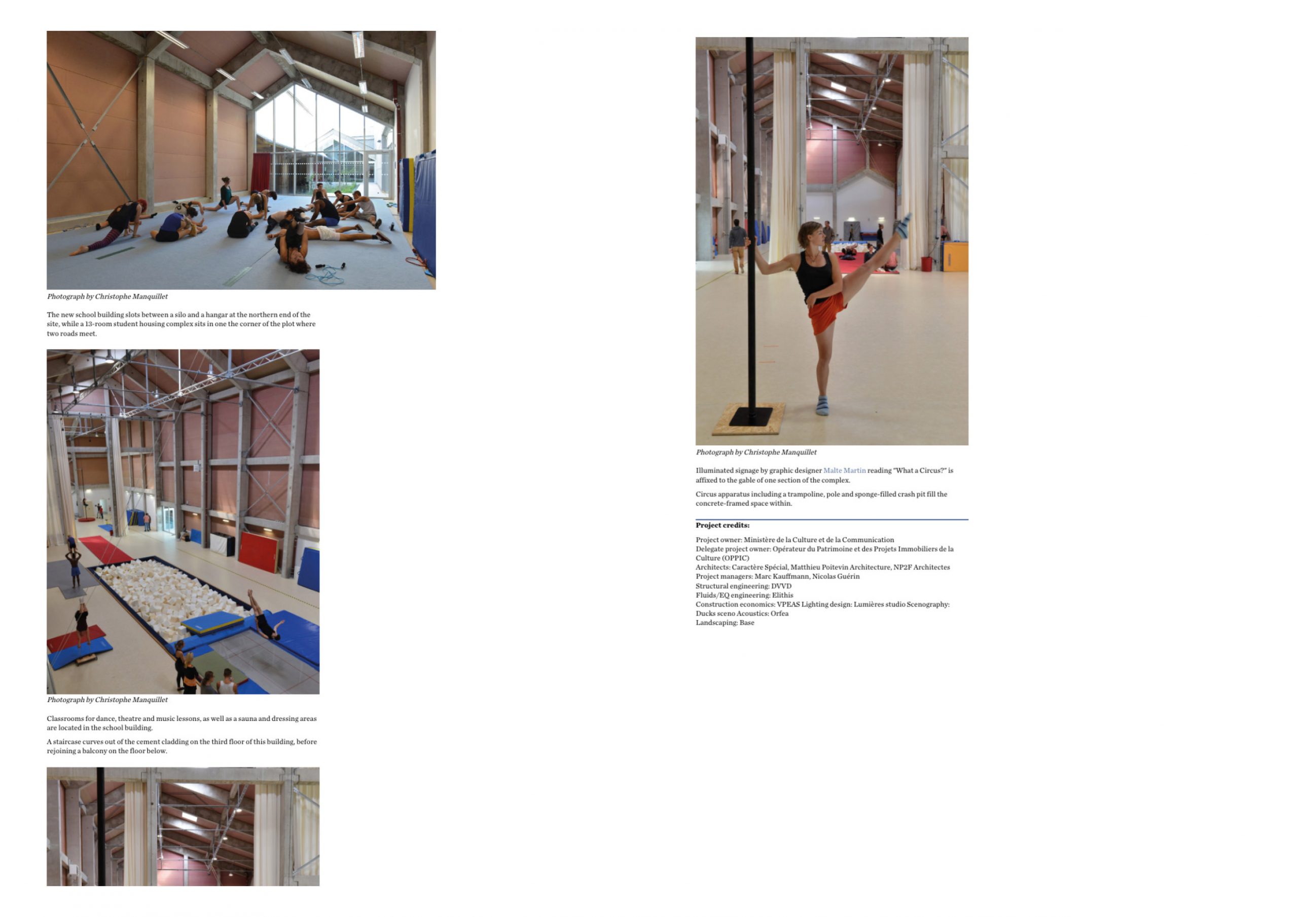 DEZEEN_26.10.15_Curving concrete  staircase protrudes from warehouse-like circus school in France