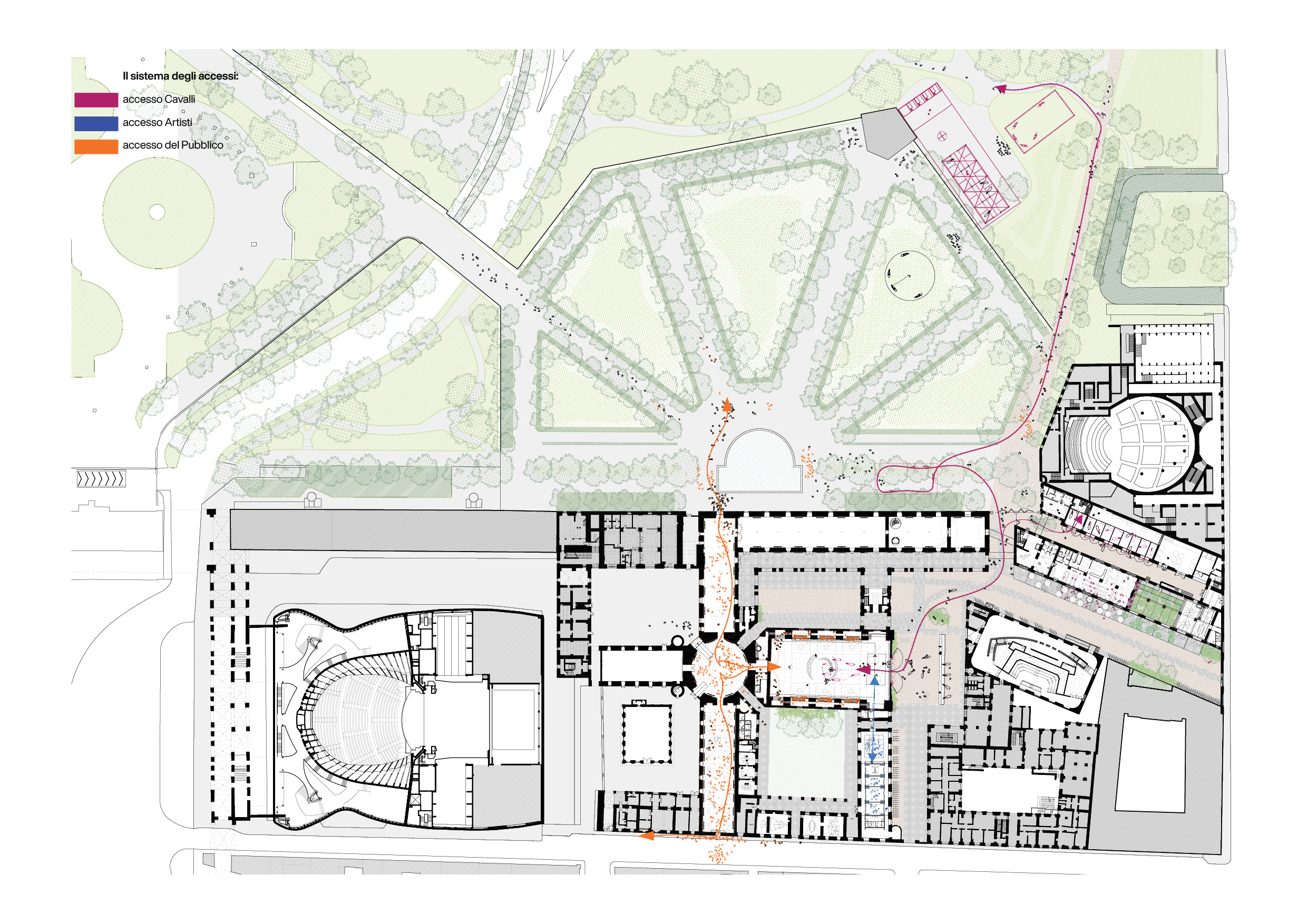 Plan du Théâtre équestre CAVALLERIZZA REALE DI TORINO - Caractère Spécial Architecture