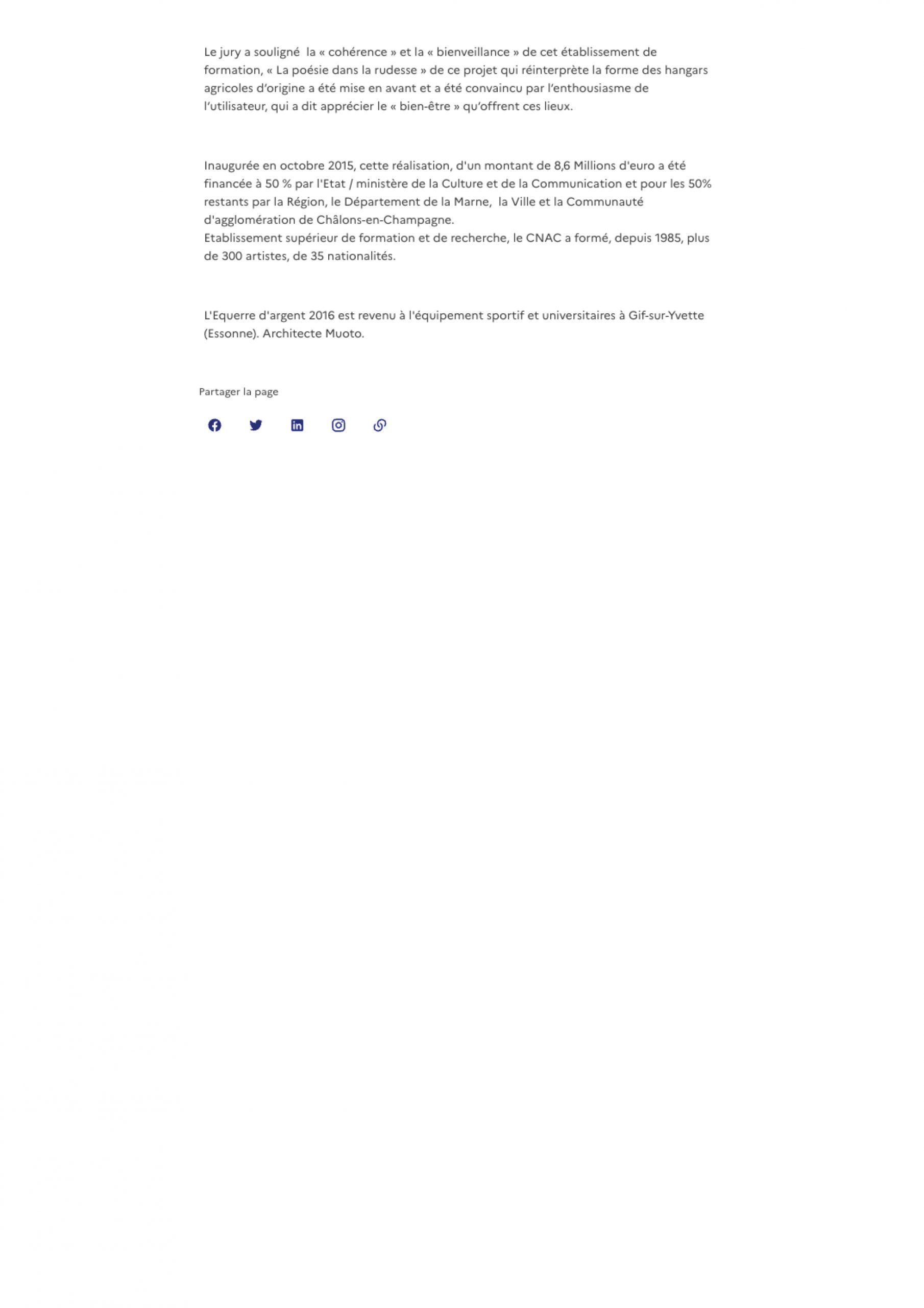 MINISTÈRE DE LA CULTURE_23.11.16_[ARCHITECTURE] Le Centre national des arts du cirque, finaliste de l’Equerre d’argent 2016