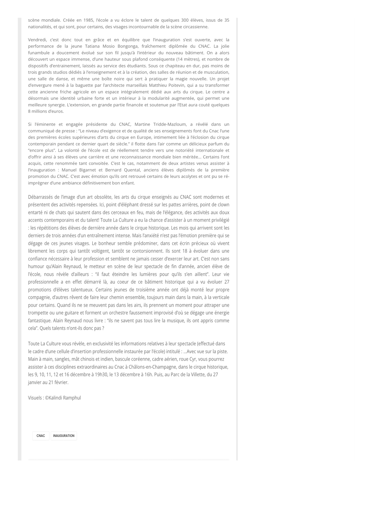 TOUTES LA CULTURE_13.10.15_Inauguration des nouveaux bâtiments du CNAC : un fil tendu vers une reconnaissance mondiale