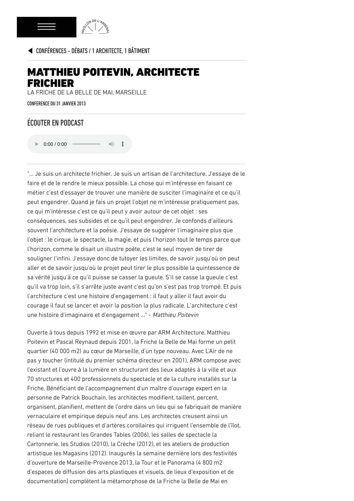 PAVILLON DE L’ARSENAL_31.01.13_Matthieu Poitevin, architecte frichier