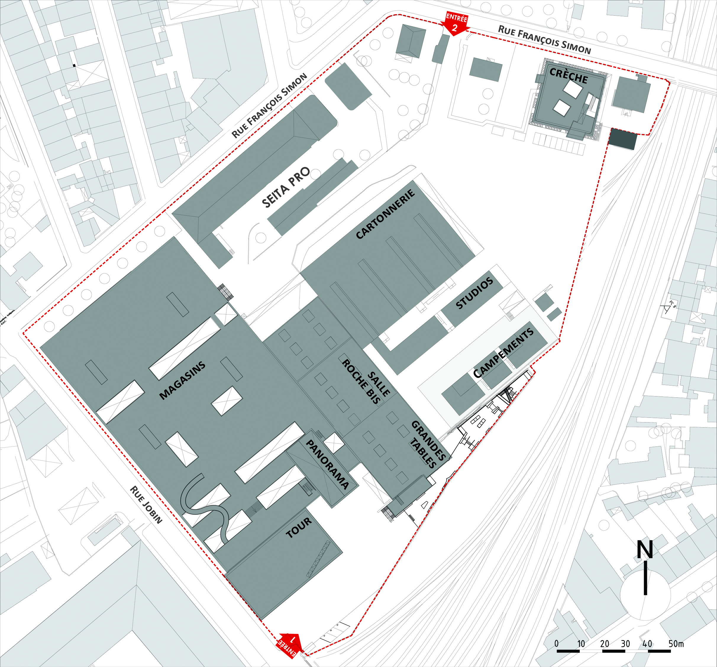Plan Masse après du projet La friche de la Belle de Mai - Caractère Spécial Architecture Matthieu Poitevin