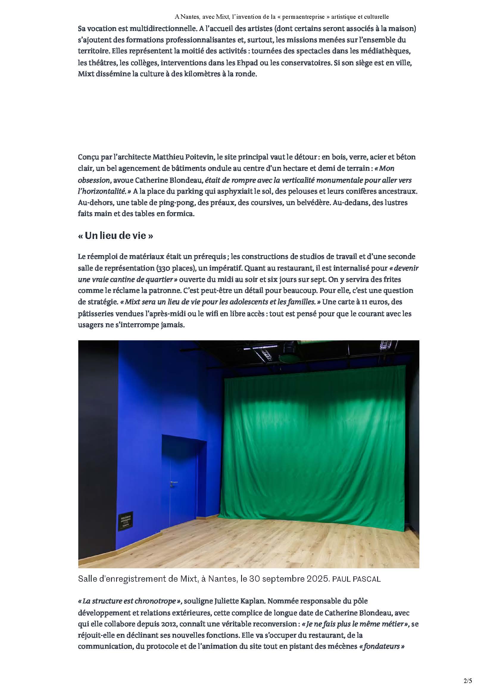 LE MONDE_24.12.2025_A Nantes, avec Mixt, l’invention de la “permaentreprise” artistique et culturelle