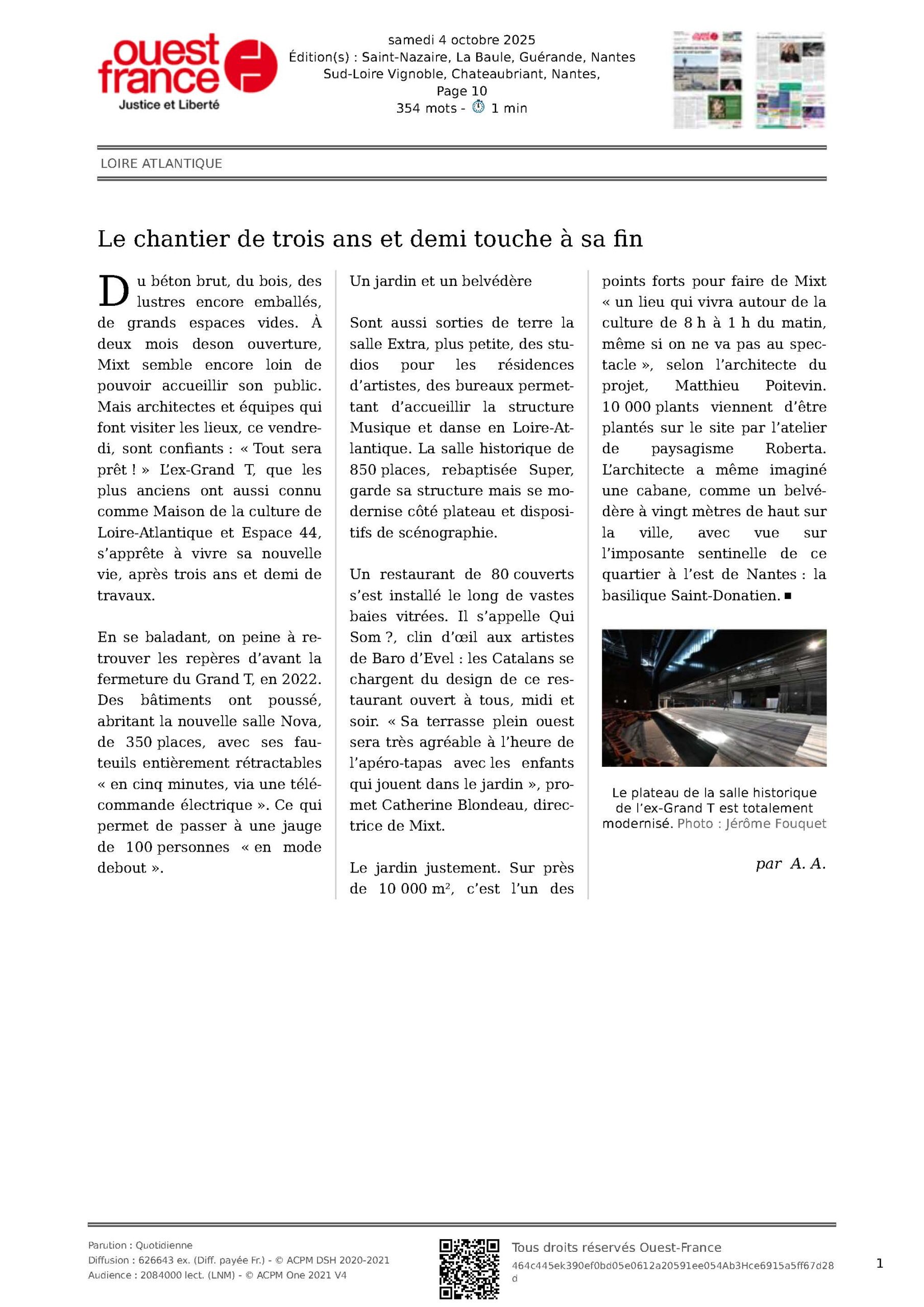 OUEST FRANCE_04.10.25_Le chantier de trois ans et demi touche à sa fin