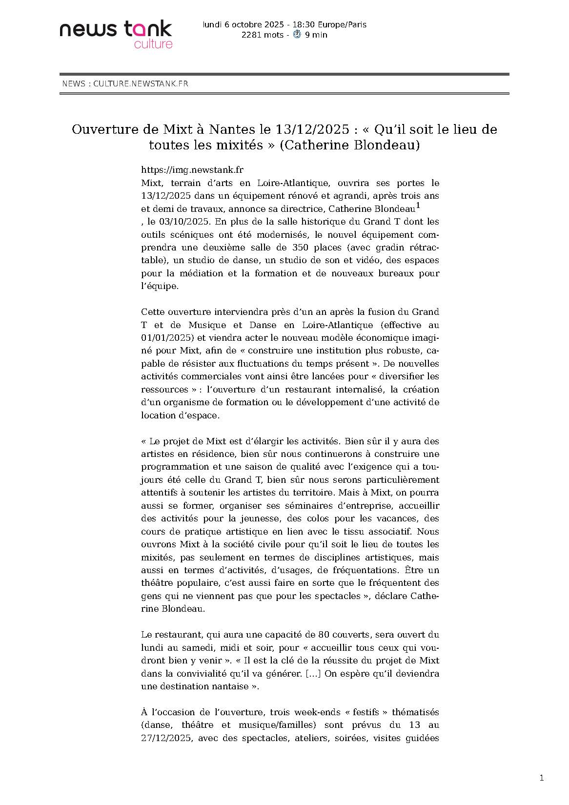 NEWS TANK CULTURE_06.10.25_Qu’il soit le lieu de toutes les mixités